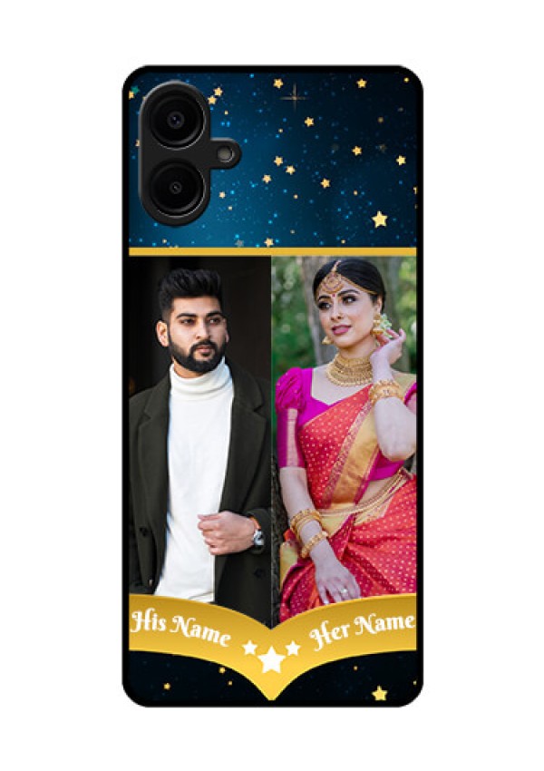 Galaxy M06 Custom Glass Phone Case - Galaxy Stars Backdrop Design