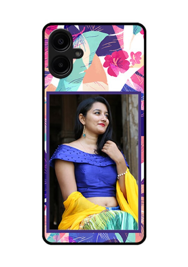 Galaxy M06 Custom Glass Phone Case - Abstract Floral Design