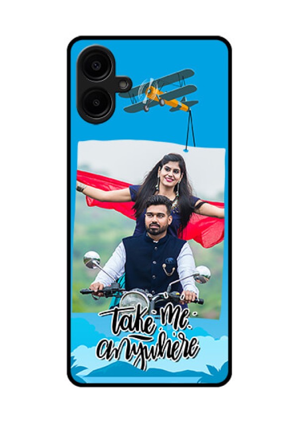 Galaxy M06 Custom Glass Phone Case - Traveller Design