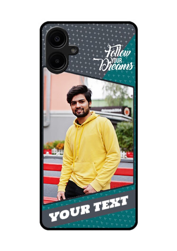 Galaxy M06 Custom Glass Phone Case - Background Pattern Design With Quote