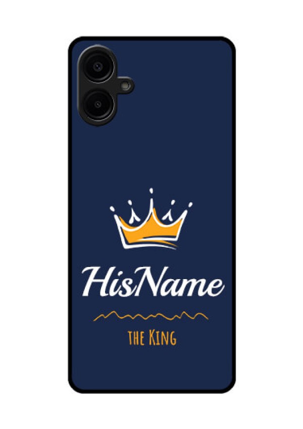 Galaxy M06 Custom Glass Phone Case - King With Name Design