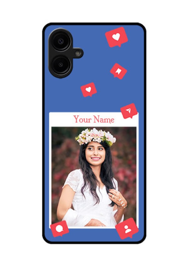 Galaxy M06 Custom Glass Phone Case - Like Share And Comment Design