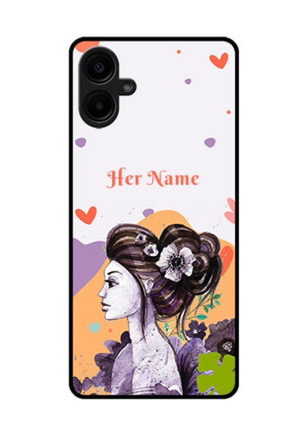 Galaxy M06 Custom Glass Phone Case - Woman And Nature Design