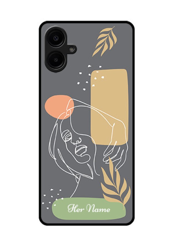 Galaxy M06 Custom Glass Phone Case - Gazing Woman Line Art Design