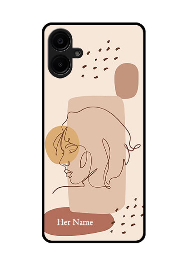 Galaxy M06 Custom Glass Phone Case - Calm Woman Line Art Design