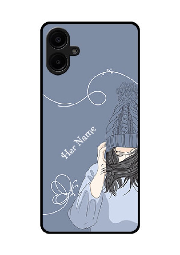 Galaxy M06 Custom Glass Phone Case - Girl In Winter Outfit Design