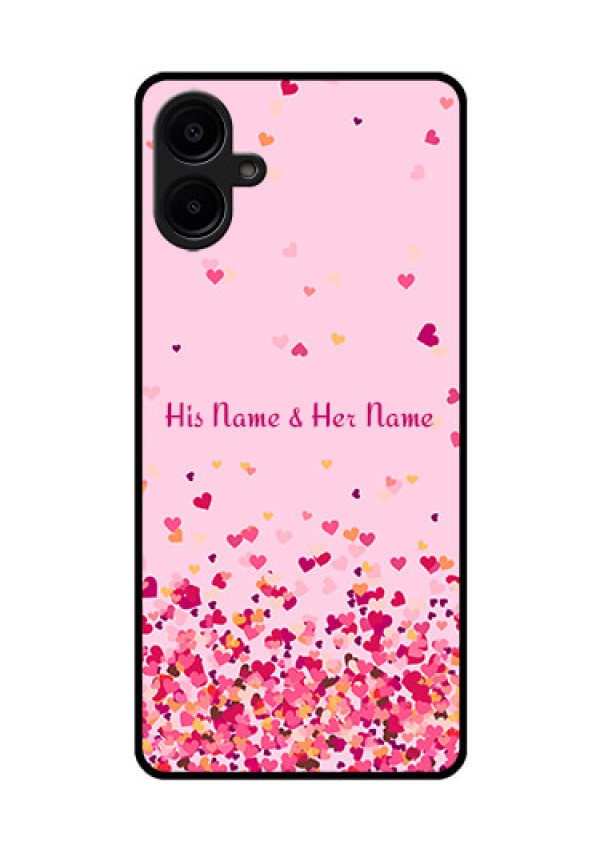 Galaxy M06 Custom Glass Phone Case - Floating Hearts Design