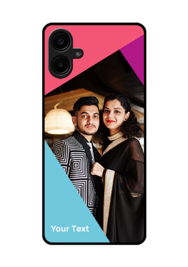 Galaxy M06 Custom Glass Phone Case - Stacked Triple Colour Design