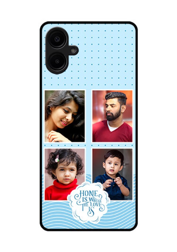 Galaxy M06 Custom Glass Phone Case - Cute Love Quote With 4 Pic Upload Design