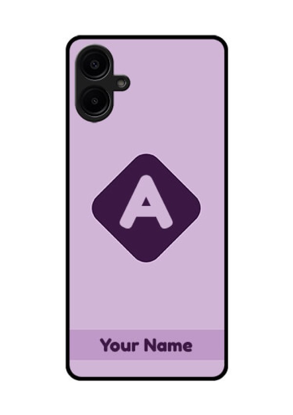 Galaxy M06 Custom Glass Phone Case - Custom Letter In Curved Badge Design