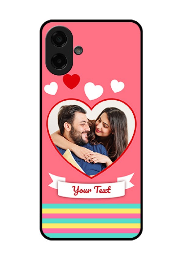 Samsung Galaxy M07 Custom Glass Phone Case - Love Shapes Doodle Design