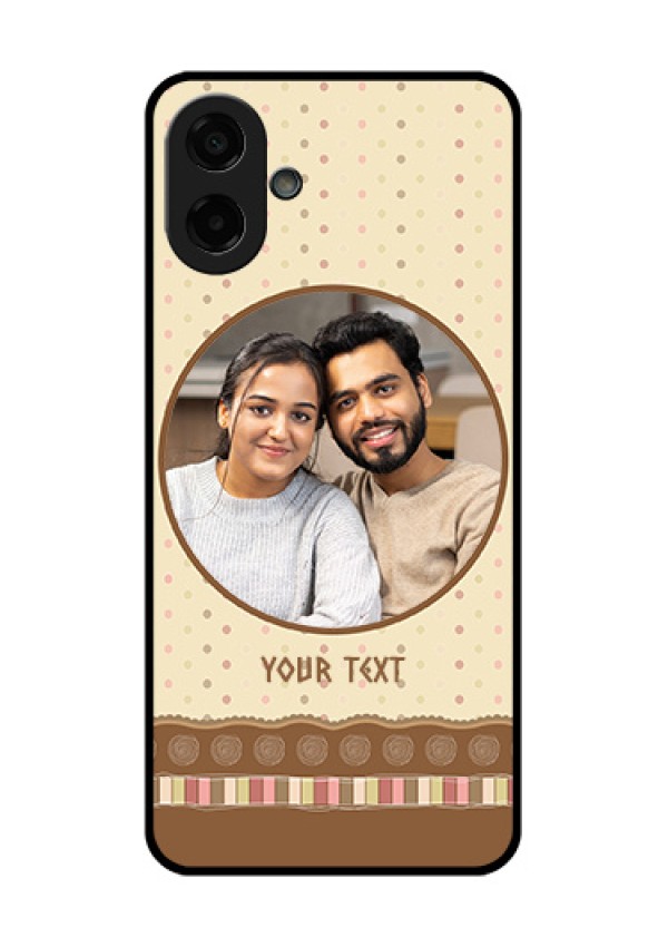 Samsung Galaxy M07 Custom Glass Phone Case - Brown Dotted Mobile Case Design