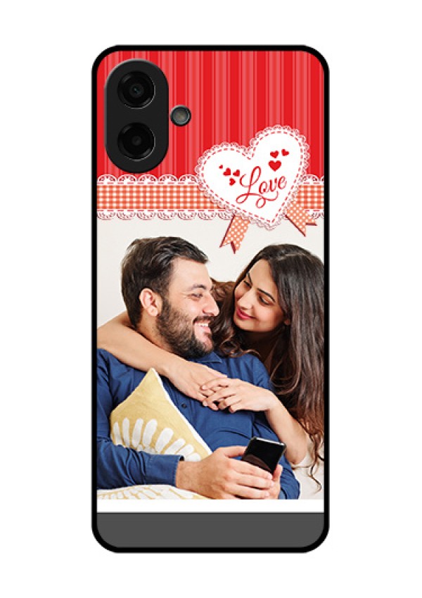 Samsung Galaxy M07 Custom Glass Phone Case - Red Love Pattern Design
