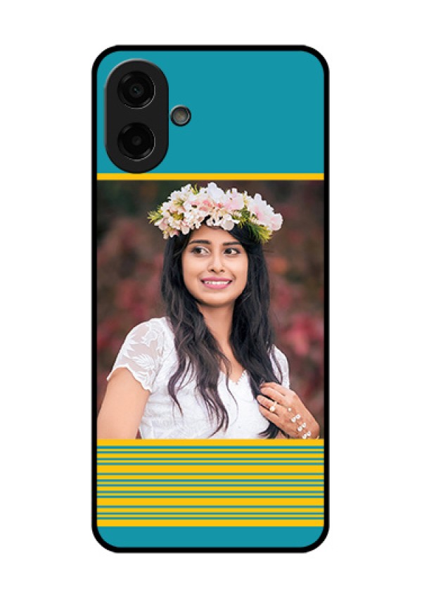 Samsung Galaxy M07 Custom Glass Phone Case - Yellow & Blue Design