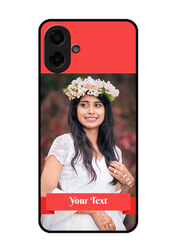 Samsung Galaxy M07 Custom Glass Phone Case - Simple Red Color Design