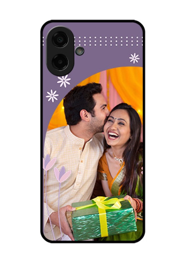 Samsung Galaxy M07 Custom Glass Phone Case - Lavender Flowers Design
