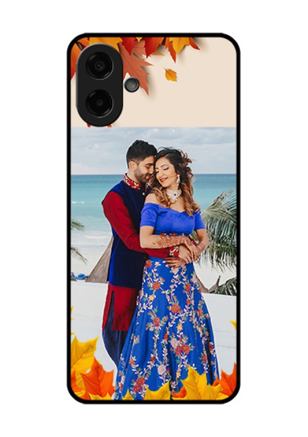 Samsung Galaxy M07 Custom Glass Phone Case - Autumn Maple Leaves Design