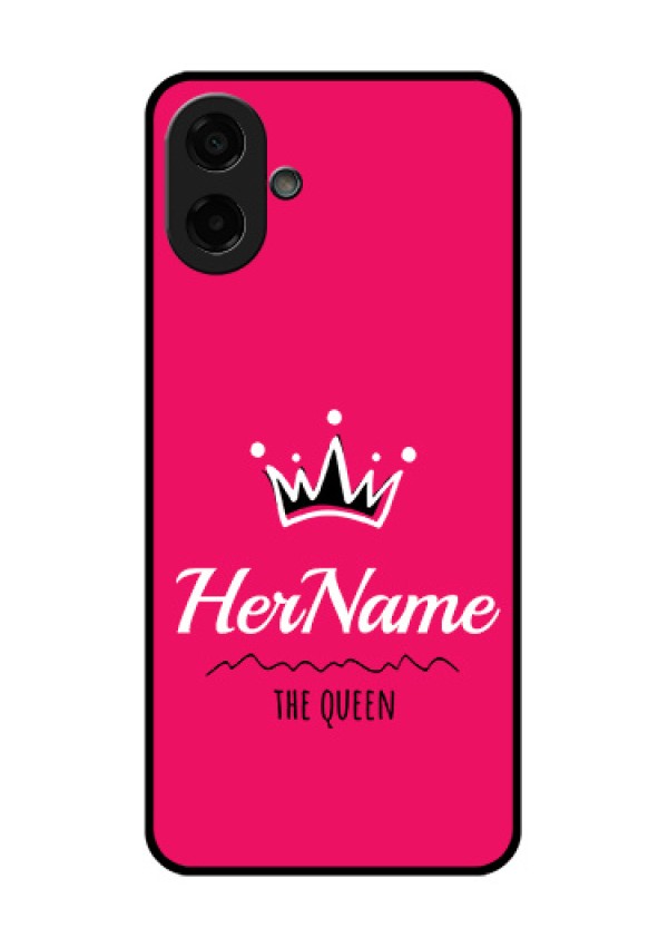 Samsung Galaxy M07 Custom Glass Phone Case - Queen With Name Design