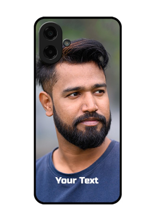 Samsung Galaxy M07 Custom Glass Phone Case - Photo With Text Design