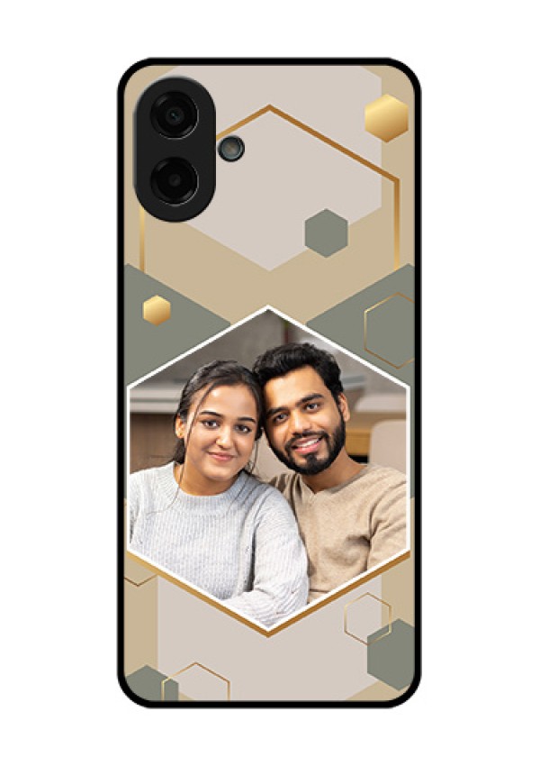 Samsung Galaxy M07 Custom Glass Phone Case - Stylish Hexagon Pattern Design