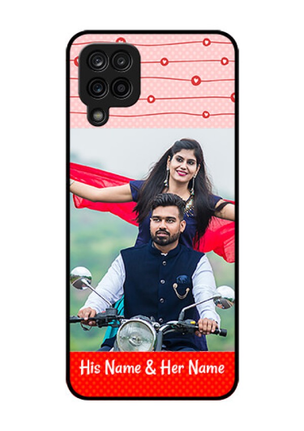 Galaxy M12 Personalized Glass Phone Case - Red Pattern Case Design