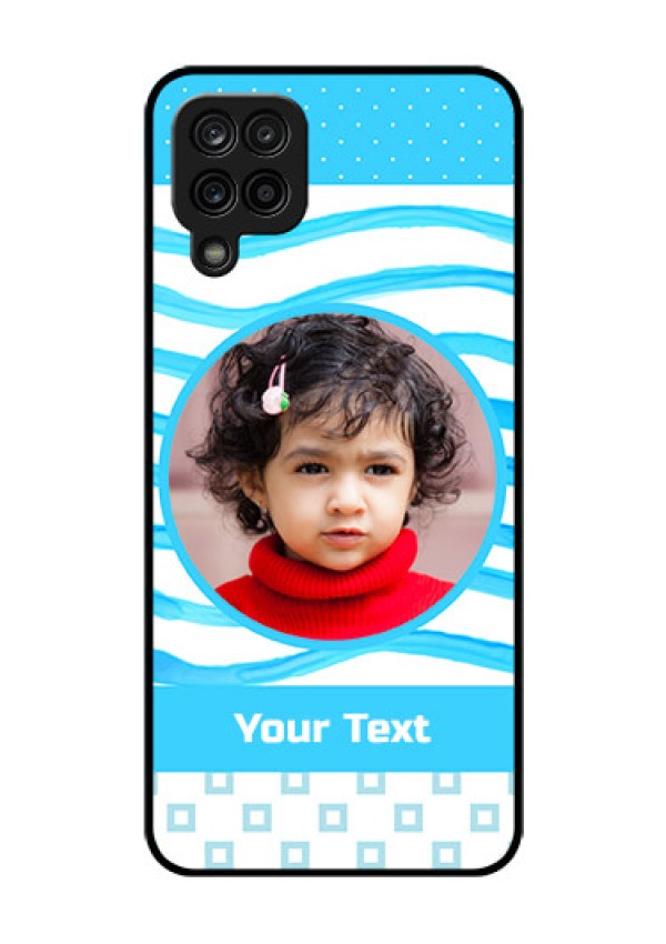 Galaxy M12 Custom Glass Phone Case - Simple Blue Case Design
