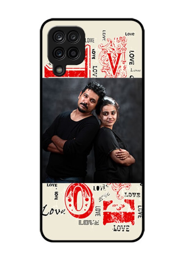 Galaxy M12 Photo Printing on Glass Case - Trendy Love Design Case