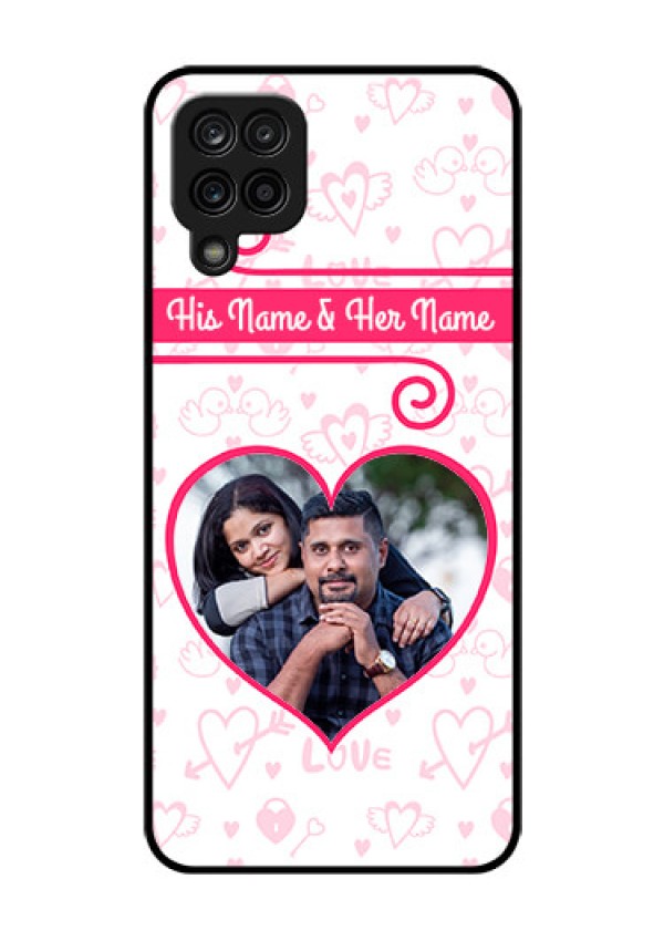 Galaxy M12 Personalized Glass Phone Case - Heart Shape Love Design