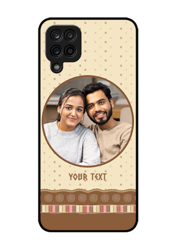 Galaxy M12 Custom Glass Mobile Case - Brown Dotted Mobile Case Design
