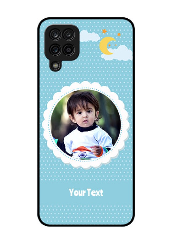 Galaxy M12 Personalised Glass Phone Case - Violet Pattern Design