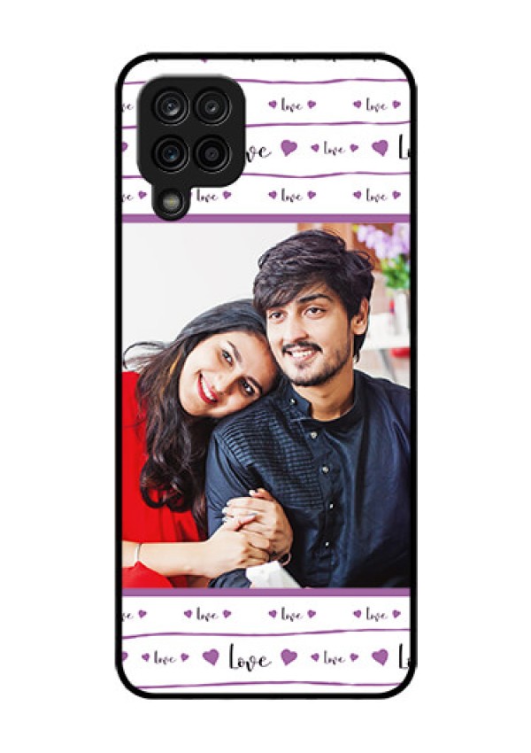 Galaxy M12 Custom Glass Mobile Case - Couples Heart Design