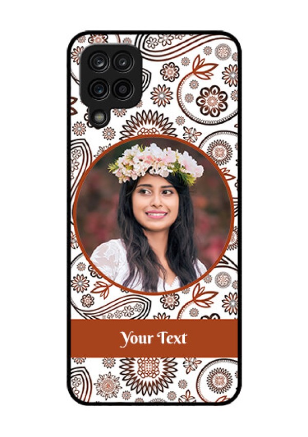 Galaxy M12 Custom Glass Mobile Case - Abstract Floral Design 