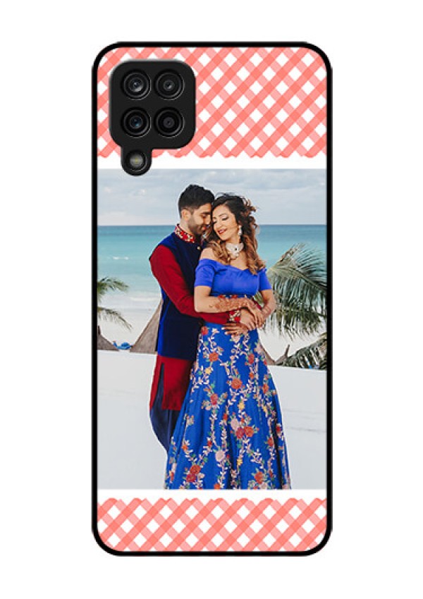 Galaxy M12 Personalized Glass Phone Case - Pink Pattern Design