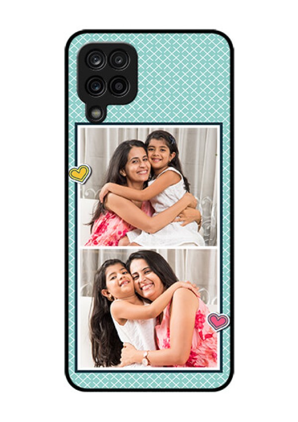 Galaxy M12 Custom Glass Phone Case - 2 Image Holder with Pattern Design