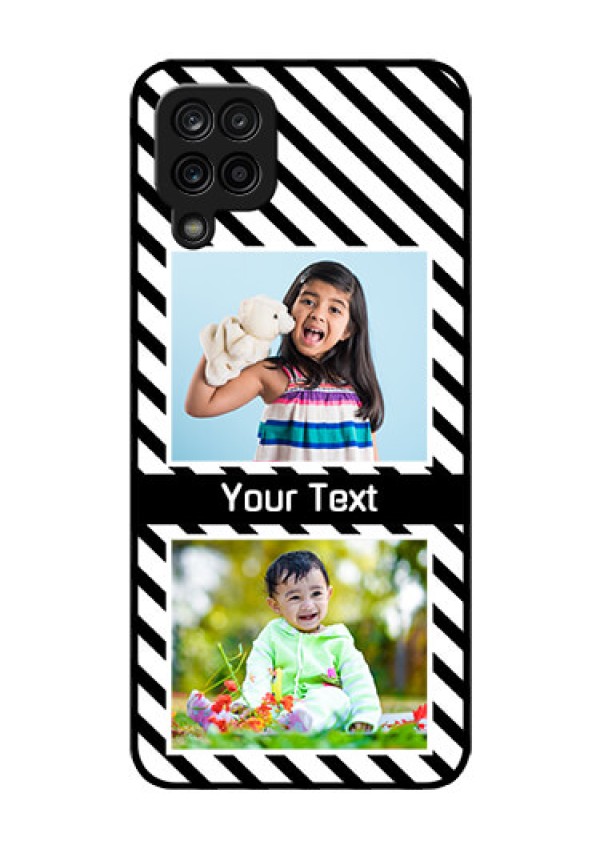 Galaxy M12 Photo Printing on Glass Case - Black And White Stripes Design