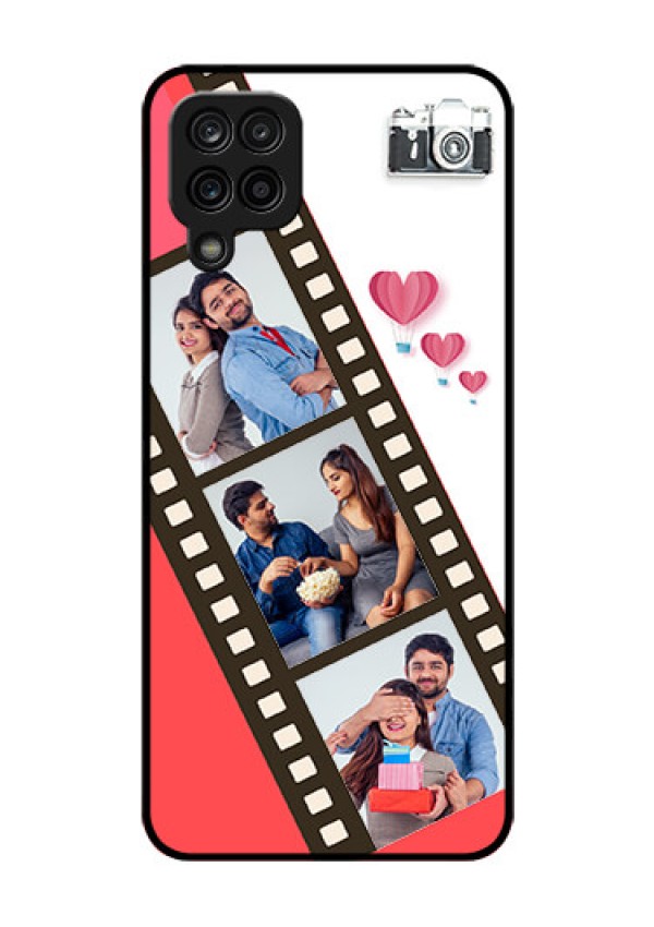 Galaxy M12 Personalized Glass Phone Case - 3 Image Holder with Film Reel
