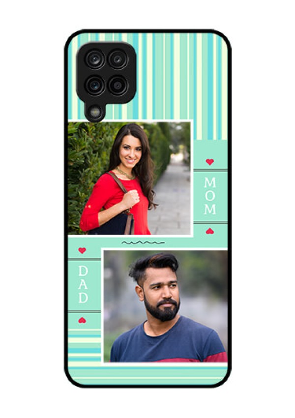 Galaxy M12 Custom Glass Phone Case - Mom & Dad Pic Design