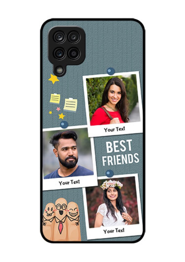Galaxy M12 Personalized Glass Phone Case - Sticky Frames and Friendship Design