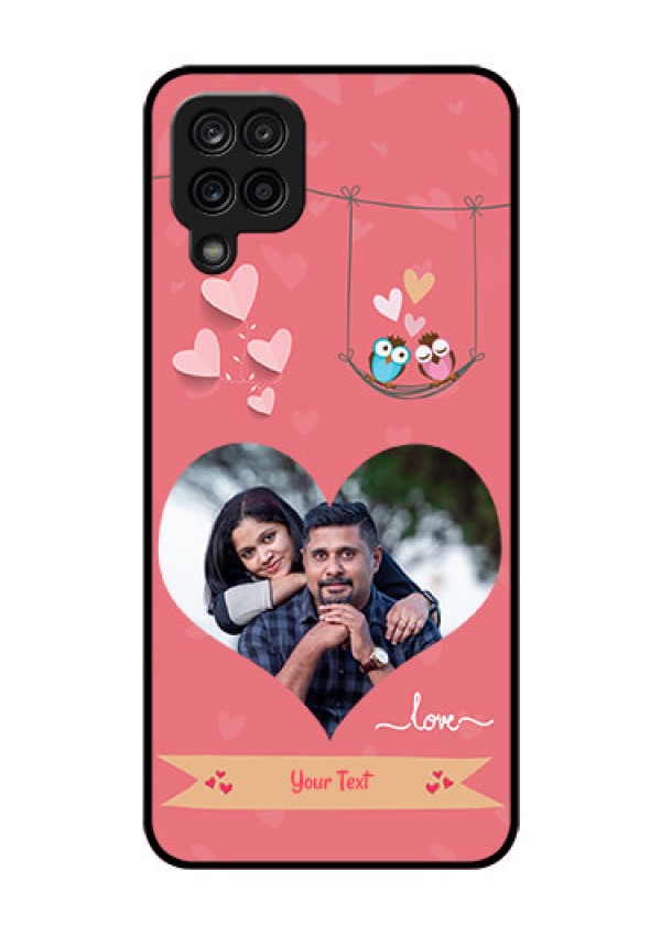 Galaxy M12 Personalized Glass Phone Case - Peach Color Love Design 
