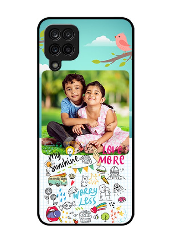 Galaxy M12 Photo Printing on Glass Case - Doodle love Design