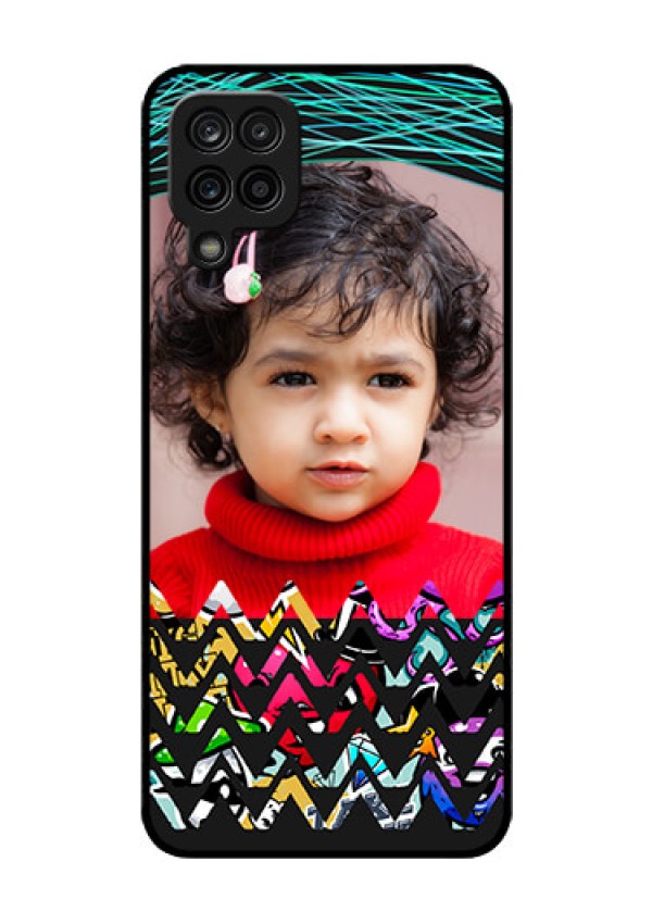 Galaxy M12 Personalized Glass Phone Case - Neon Abstract Design