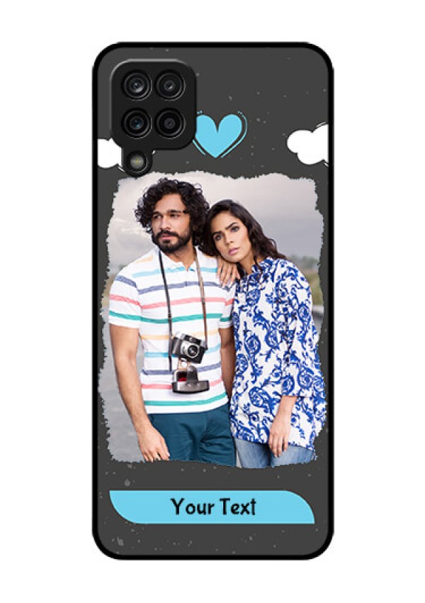 Galaxy M12 Custom Glass Phone Case - Splashes with love doodles Design
