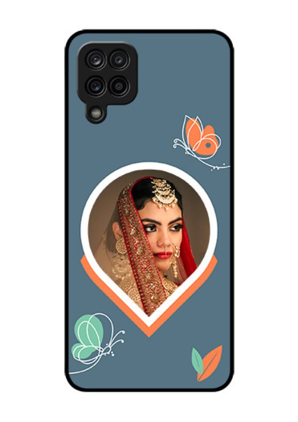 Galaxy M12 Custom Glass Mobile Case - Droplet Butterflies Design