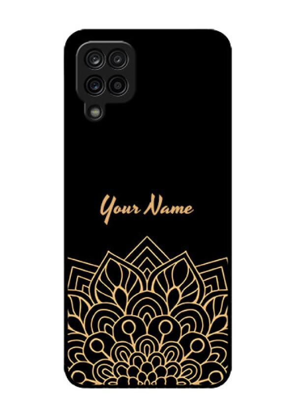 Galaxy M12 Custom Glass Phone Case - Golden mandala Design