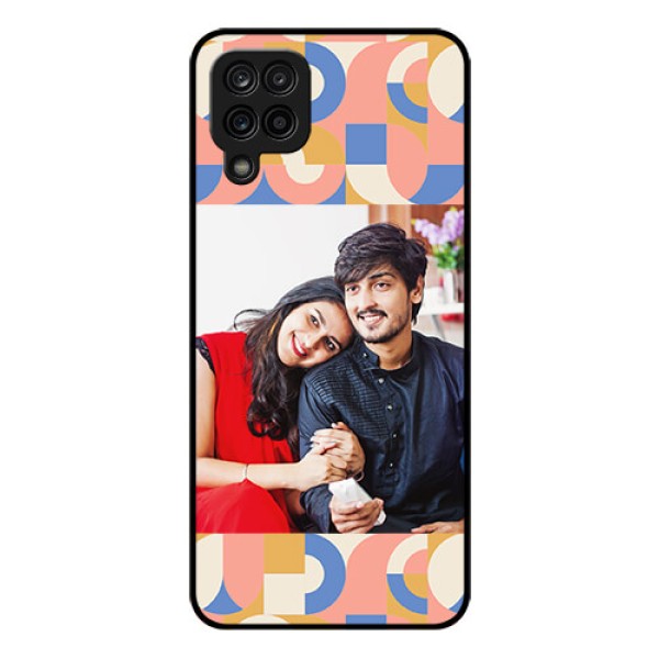 Galaxy M12 Photo Printing on Glass Case - Semi-circle Maze Pattern Design