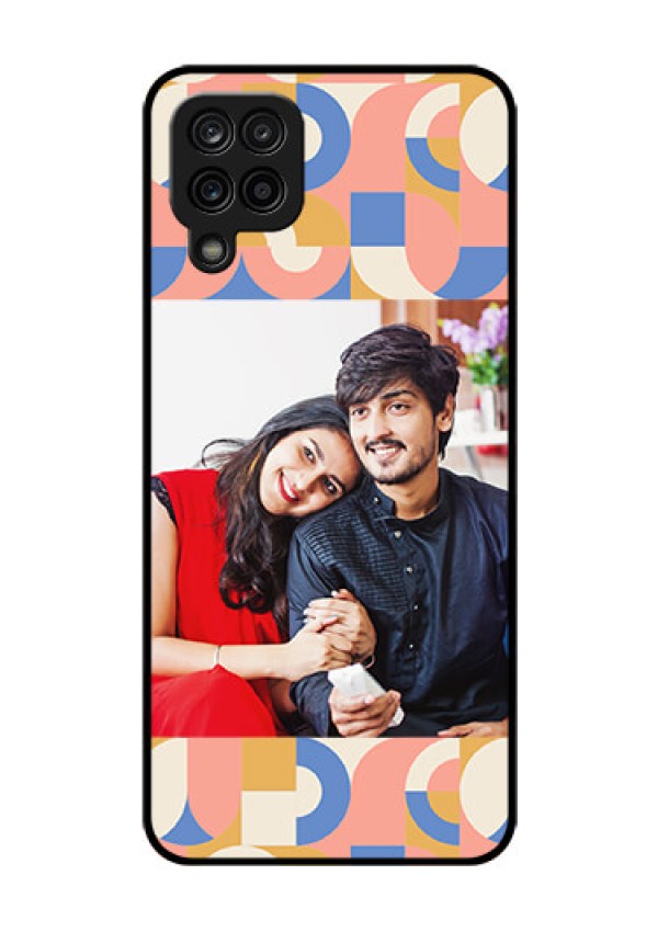 Galaxy M12 Photo Printing on Glass Case - Semi-circle Maze Pattern Design