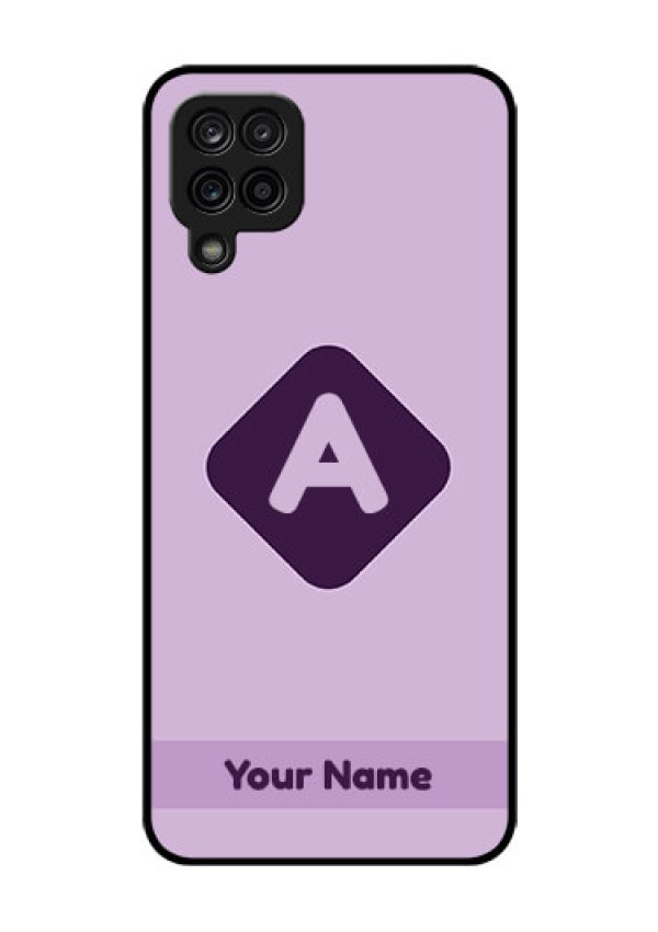 Galaxy M12 Custom Glass Mobile Case - Custom Letter in curved badge Design