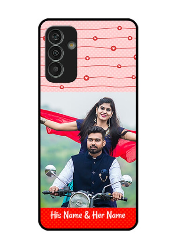 Galaxy M13 4G Personalized Glass Phone Case - Red Pattern Case Design
