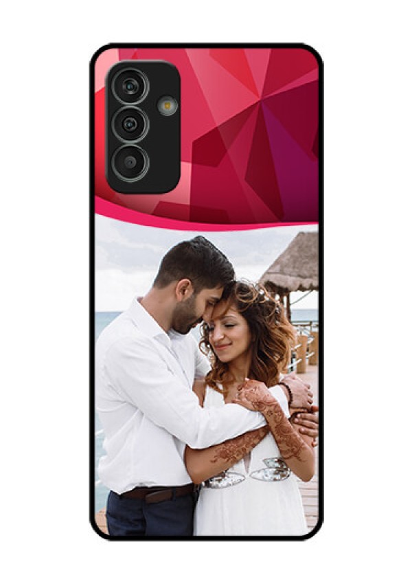 Galaxy M13 4G Custom Glass Mobile Case - Red Abstract Design