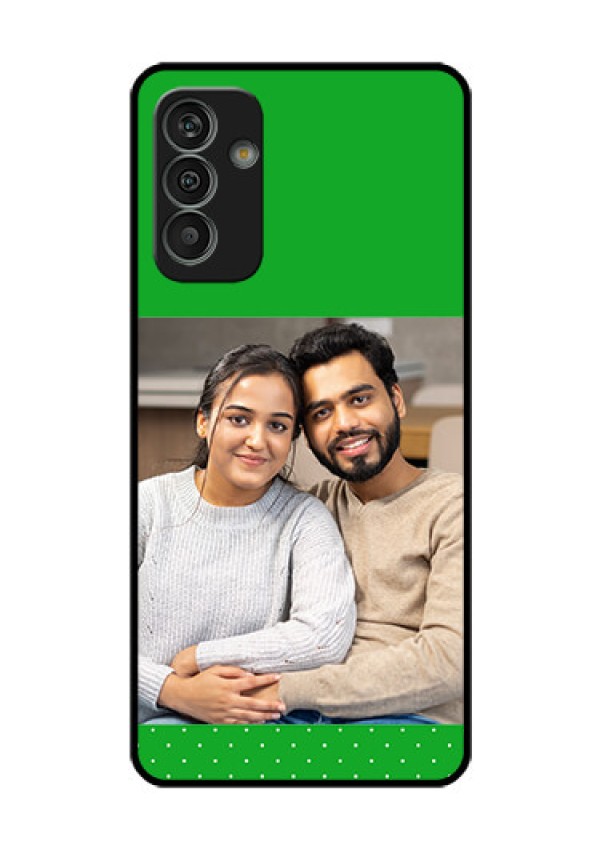 Galaxy M13 4G Personalized Glass Phone Case - Green Pattern Design